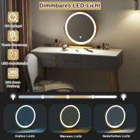Tocador con luz ajustable con espejo, 3 cajones, con taburete de terciopelo Grado+Oro - details 4