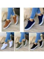 Zapatos bajos de punta redonda para mujer, zapatos planos informales con cordones para caminar, versátiles y cómodos - details 5
