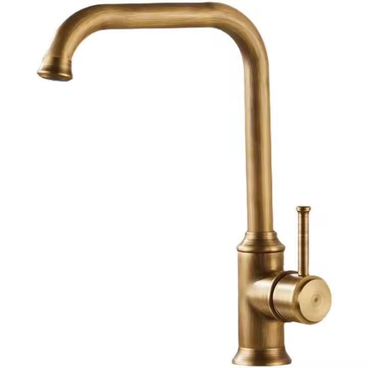 ELLEN grifo de bronce antiguo mezclador de agua fría y caliente grúa montada en cubierta grifo de fregadero de cocina de un solo orificio rotación 360 EL908 - 1