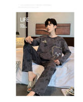 Conjunto De Pijamas De Otoño Invierno Para Mujer Y Hombre Con Letras Y Oso De Dibujos Animados Talla Grande Homewear Camiseta De Manga Larga Y Pantalones - details 2
