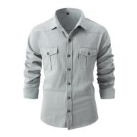 Camisa de Manga Larga para Hombres en Otoño Cómoda y Casual Figura de Cuadros de Tres Dimensiones - details 1