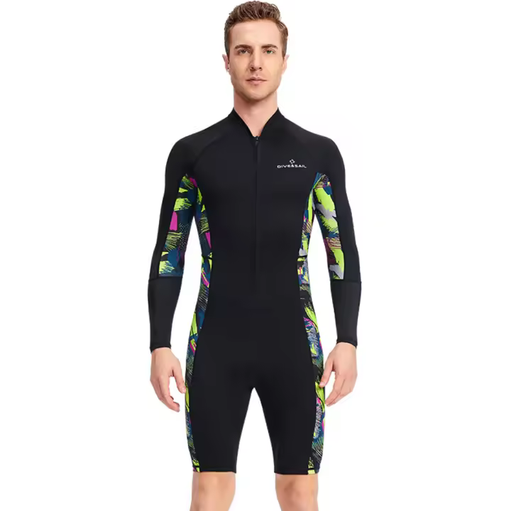 Trajes de neopreno para hombre, traje de neopreno con cremallera frontal, manga larga, para buceo, esnórquel, surf, canoa, triatlón de natación, 1,5mm - 1
