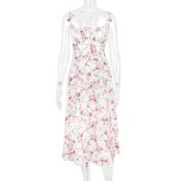 Vestido Midi bohemio de verano con tirantes finos y abertura en el muslo, vestido con lazo en la parte delantera, estampado liso, sin mangas, Vintage, vestidos de playa - details 10
