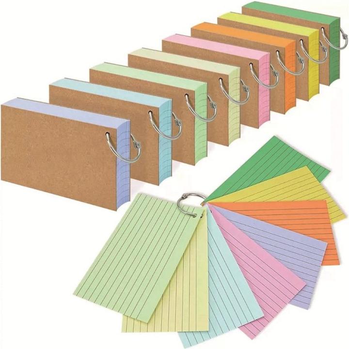 Carpeta de hojas sueltas, libro de notas de alta calidad con cubierta, tarjetas de revisión de línea Horizontal, tarjetas Flash de doble cara para estudio