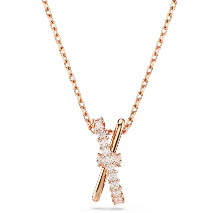 Chapado en oro rosa pavimentar cristal transparente x colgante 925 Plata cubic zirconia encanto collar joyería para mujeres regalo - 1