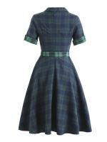 Vestido de Fiesta Casual de Verano 2025 Estampado de Rejilla Vintage para Mujeres - details 4