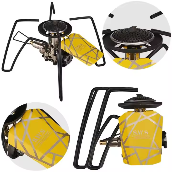 Estufa de araña ajustable portátil de potencia de fuego de acero inoxidable ligera de 2900W, cocina de viaje al aire libre - 1