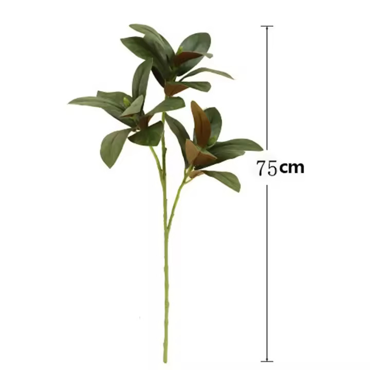 Planta de hoja de Magnolia Artificial de 75cm, rama de árbol de Magnolia simulada de tacto Real grande, plantas verdes realistas hechas a mano - 1