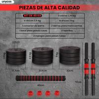 Ajustables【Discos de Cemento |   10-40 kg】con Barra Recta de Conexión |   Pesas Ergonómicas para Hombres y Mujeres, Gimnasio en Casa, Fitness (Transformador Rojo/Naranja) - details 7