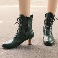 Botas de bruja Victoria para mujer, tacones tipo gatito, botines de encaje con cremalleras laterales, zapatos cómodos - details 5