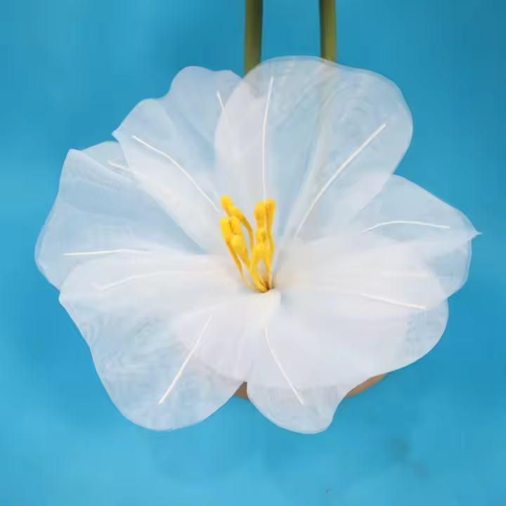 Nuevos accesorios de tiro artificiales de glorias de la mañana de imitación grandes, flores de gasa, cabeza de flor de paisajismo de boda de alta calidad para exteriores - 1