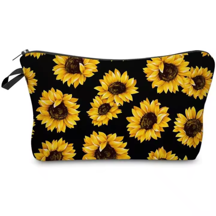 Bolsa de Maquillaje Girasoles Viaje Pequeño Organizador Cosmético Portátil para Mujeres Niñas - 1