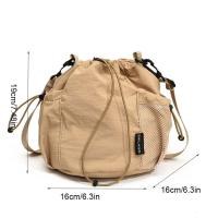 Bolso tipo cubo con cordón de estilo coreano, bandolera de nailon de gran capacidad de Color sólido, bolso de hombro de malla con correa ajustable - details 0