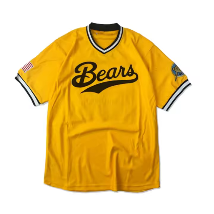 Camiseta de manga corta para hombre, Camisa de béisbol de película cosida, Bad News #3, amarilla - 1