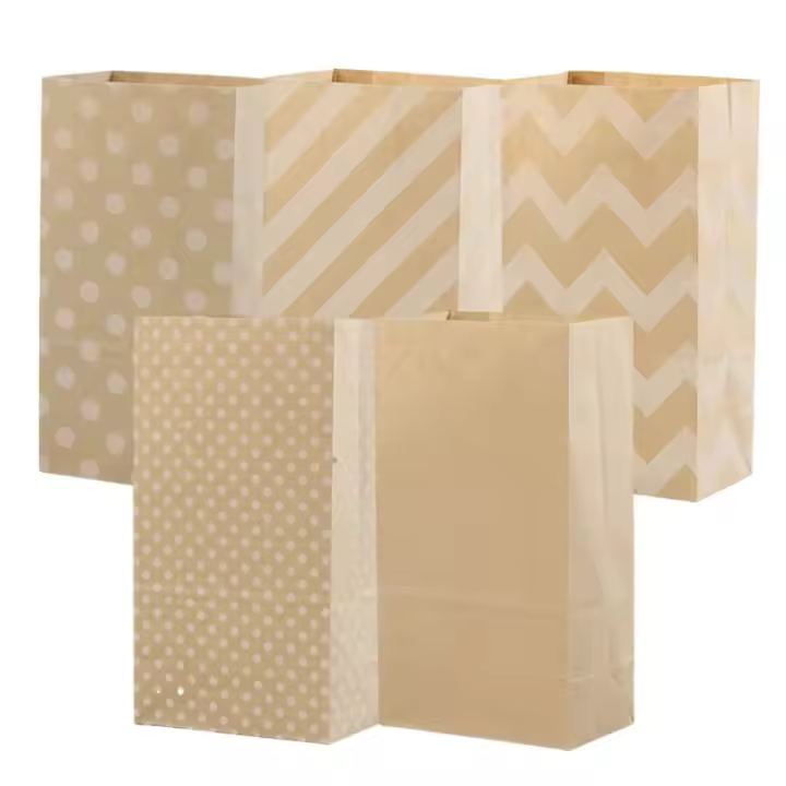 Bolsa de papel Kraft desechable, bolsas de regalo de puntos a rayas, embalaje para hornear dulces, galletas, pan, recuerdos de fiesta de Navidad y boda, 50 unidades por lote - 1