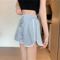 Pantalones deportivos de cintura alta para mujer, pantalones de seguridad para Yoga de pierna ancha informales para exteriores, pantalones cortos de mezcla de algodón de tres cuartos de longitud - details 1