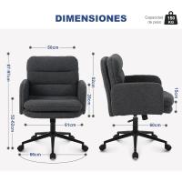 Silla Oficina de Respaldo Alto, Cómoda Silla Tocador con Altura Ajustable, Sillas Ordenador para Hogar y Dormitorio, Crema - details 18