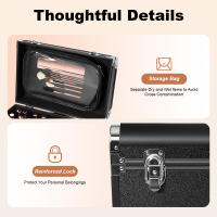 Estuche de tren de maquillaje rodante profesional, carrito de cosméticos, organizador de almacenamiento de maquillaje, negro con 3 capas, 36*23*58cm/14,2*9,1*22,8 pulgadas - details 2