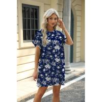 BUNO-2025 Camiseta holgada de manga corta para mujer, vestidos estampados con bolsillos y cuello redondo - details 18