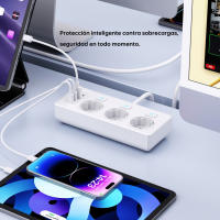 Enchufe de pared con tapa independiente y filtro de red USB. Adaptador de enchufe eléctrico UE con interruptor y cable alargador de 0,5 m. - details 1