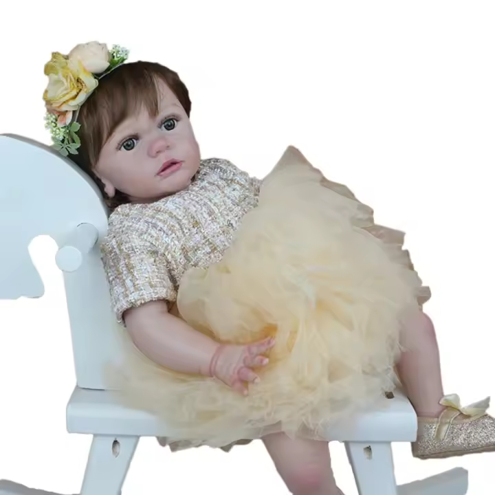 BZDOLL-Muñeca realista de silicona suave para bebé, juguete de recién nacido de 60cm y 24 pulgadas con pintura 3D de piel y vena Vascular, bonito vestido - 1