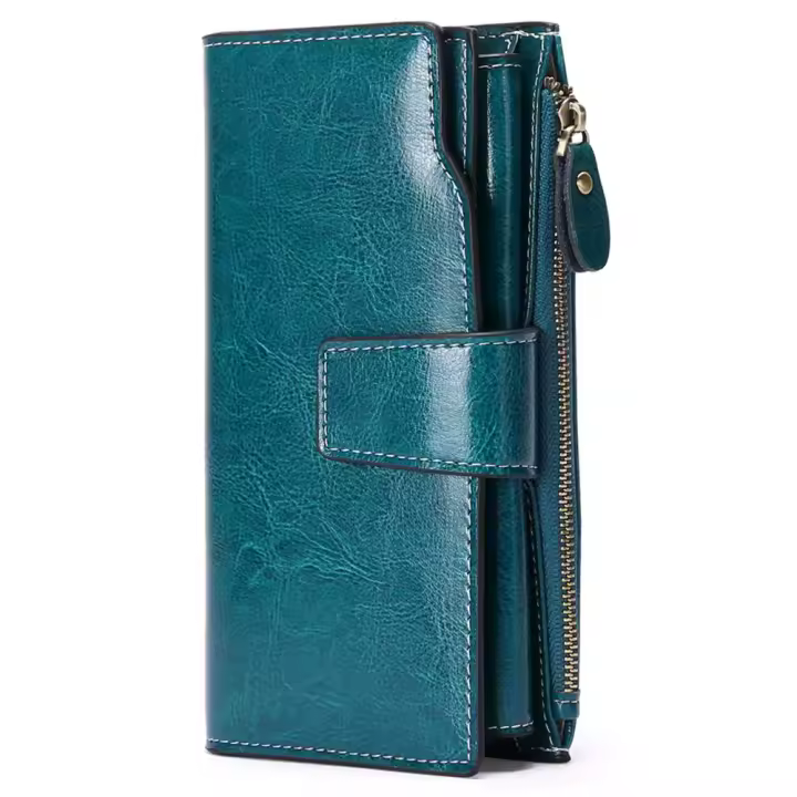 Cartera de Cuero de Gran Capacidad para Mujer Monederos 100% Piel Auténtica con Bloqueo RFID - 1