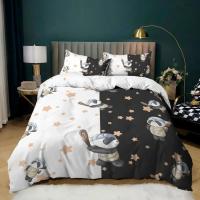 Juego de cama con estampado de Panda para niños y niñas, funda de edredón con fundas de almohada, color blanco y negro, tamaño Queen - details 8