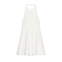 - Moda 2025 sin mangas hasta la rodilla estilo casual ondulado cuello halter s para mujer - details 4