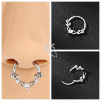 ZS 1 pieza de anillo de nariz de cristal rosa CZ para mujeres y niñas, Piercing de nariz de aro de acero inoxidable de 16G, joyería para Piercing de cartílago helicoidal de 10MM - details 4