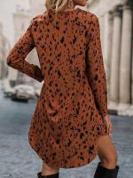Vestido largo informal elegante con cuello en V y estampado de leopardo, moda primavera otoño para mujer - details 4