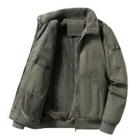 Abrigos de estilo Retro para hombre, Parkas gruesas de lana para exteriores, abrigo con cuello abatible, chaquetas de traje de vuelo sólidas a prueba de viento, invierno, nuevo - details 3