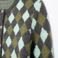 Otoño nuevo producto mujer Casual versátil patrón de diamante Jacquard manga larga cuello redondo tejido Cardigan abrigo - details 6