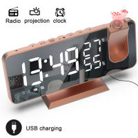 Reloj Digital LED para mesa, despertador electrónico de escritorio, Radio FM, proyector de tiempo, función de repetición, alarma - details 11