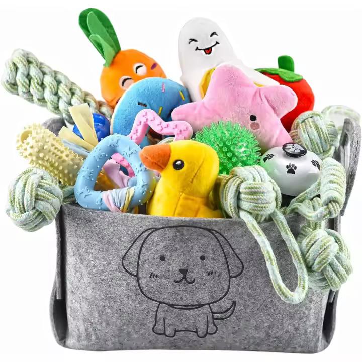 Juego de 24 juguetes para cachorros con caja de almacenamiento, juguete masticable para perros - 1