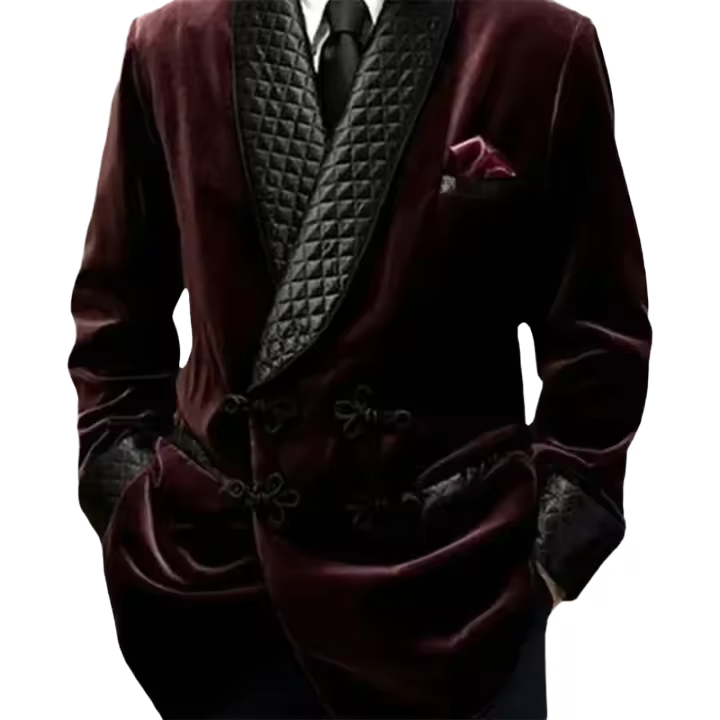 Chaqueta De Velours Para Hombre Con Botones Mandarín Y Cuello De Palla Larga Casual Negocios Chaqueta Moda Con Cierre Simple - 1