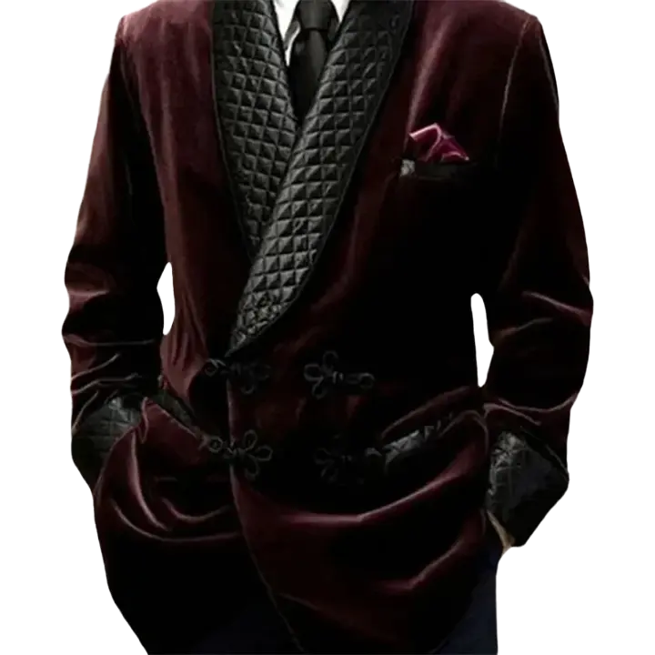 Chaqueta De Velours Para Hombre Con Botones Mandarín Y Cuello De Palla Larga Casual Negocios Chaqueta Moda Con Cierre Simple - 1
