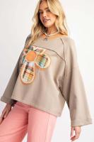 Sudadera Básica de Manga Larga para Mujer Cuello Redondo, Ajuste Suelto, Estilo Floral, Adecuada para Jóvenes - details 6