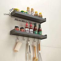 Estante de organización montado en la pared con iluminación para condimentos de pared, gancho de cocina - details 0