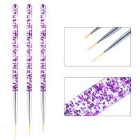 Pincel de Pintura de Línea de Arte de Uñas Set de 3 Pinceles de Brush de Gel UV Acrílico para Diseño Francés Herramienta de Manicura con Linea Cristal y Brillo - details 4