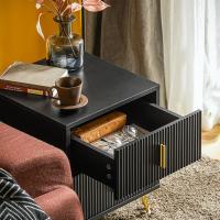 Mesita de Noche Mesa Auxiliar Mobiliario de Salón Moderno con 2 cajones L40xP40xH47 cm ES - details 15