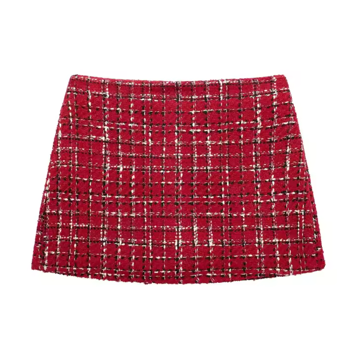 Moda Otoño para mujer Cuello cerrado, mangas largas, textura enmarcada en rojo, exterior delgado con bolsillos para viento y lluvia - 1