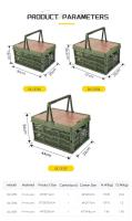 Cubierta plegable para mesa de árbol, cesta de camping de plástico plegable portátil con mango de tapa de madera, utilizada para almacenamiento de actividades al aire libre - details 2