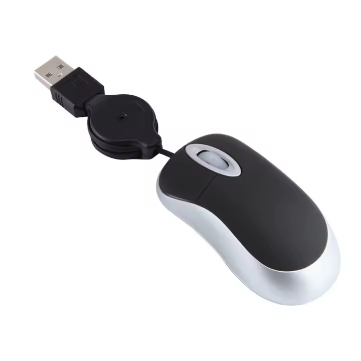 Mini ratón con cable, pequeño cable telescópico de pan al vapor, conveniente y pequeño ratón para niños de oficina. - 1