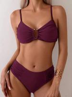 Bikini sexy, traje de baño de dos piezas, conjunto de bikini de cintura alta, traje de baño para mujer con realce, ropa de playa 2025 - details 2