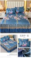 Juego de Sábanas de Dormitorio de Doble Cama de Encaje Clásico de Cuero Royal Azul 3Pcs - details 20
