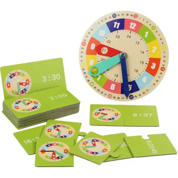 Reloj de Aprendizaje Montessori para Niños Pequeños Juguete Educativo de Desarrollo Temprano Regalo - 1
