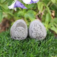 Exquisita estatuilla de Buda de piedra hecha a mano, estatua de Buda de piedra pequeña realista, artesanía de resina, maceta decorativa para terraza y patio - details 4