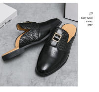 La mitad de los zapatos de los hombres de la moda Brock bolsa zapatillas de cabeza versión coreana sin tacón zapatos pequeños de cuero - details 14