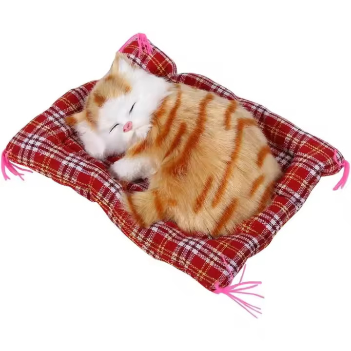 Mini Gato de Peluche con Sonido Amarillo, juguete de simulación para Dormir, 1 piezas - 1