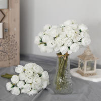 27 cabezas de rosas rosas, peonías, flores artificiales, ramo de seda para jarrón de mesa, arreglo de rosas para decoración de boda en casa, flores falsas - details 5